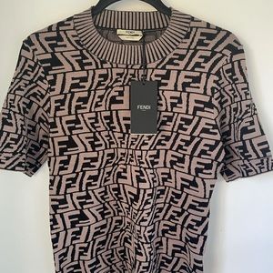 Authentic Fendi Vertigo/Fish Eye Monogram Knit Top